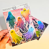 Feuille d'autocollants holographique en vinyle - Fantômes Watercolor